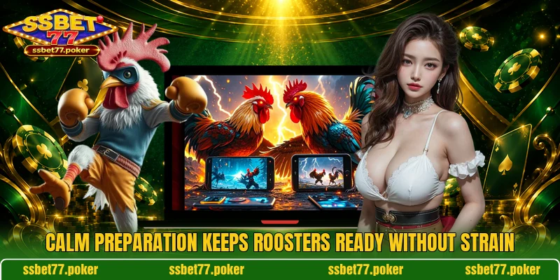 Calm preparation keeps roosters ready without strain Calm preparation keeps roosters ready without strain