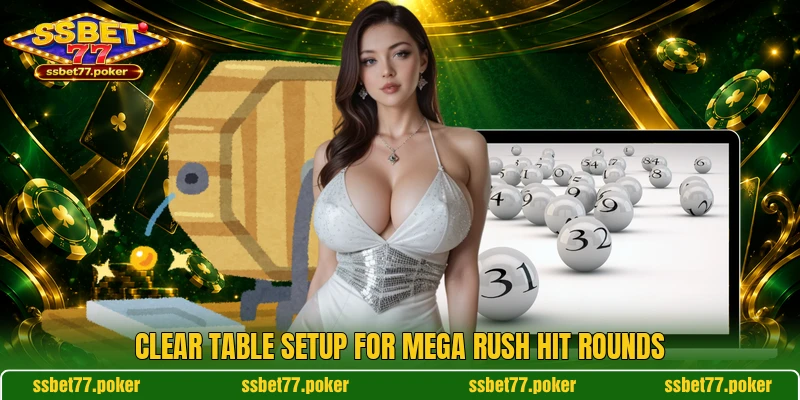 Clear table setup for Mega Rush Hit rounds Clear table setup for Mega Rush Hit rounds