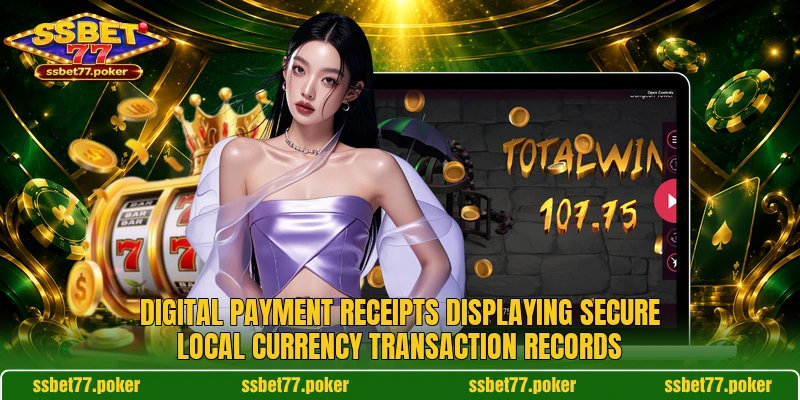 Digital payment receipts displaying secure local currency transaction records