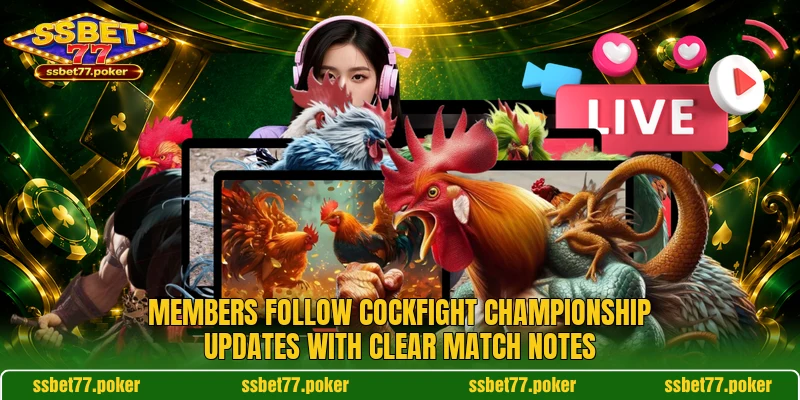 Members follow Cockfight Championship updates with clear match notes