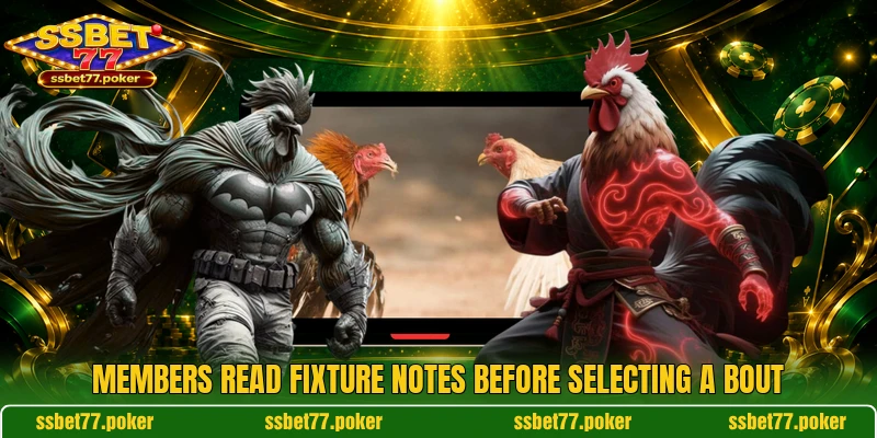 Members read fixture notes before selecting a bout