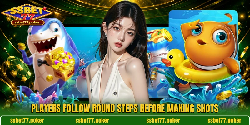 Players follow round steps before making shots Players follow round steps before making shots